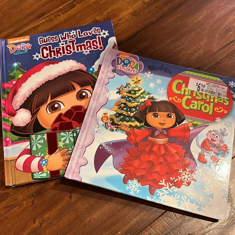 Dora Explorer Christmas Books Lot 2 Guess Who Loves Christmas Carol Hardcover